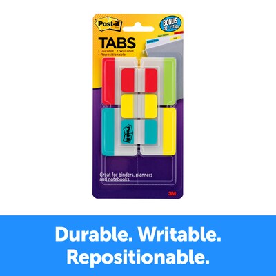 Post-it® Tabs Value Pack, 1 Wide and 2 Wide, Assorted Colors, 114 Tabs/Pack (686-VAD2)