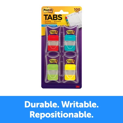 Post-it Tabs, 1 Wide, Assorted Solid Colors, 100 Tabs/Pack (686-RALY)