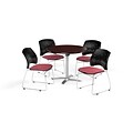 OFM 42 Round Flip Top Mahogany Table with Four Coral Pink Chairs (PKG-BRK-166-0040)