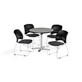 OFM 36 Round Flip Top Gray Nebula Table with Four Slate Gray Chairs (PKG-BRK-165-0028)