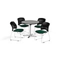 OFM 42 Round Flip Top Gray Nebula Table with Four Forest Green Chairs (PKG-BRK-166-0031)