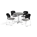 OFM 36 Round Flip Top Gray Nebula Table with Four Putty Chairs (PKG-BRK-165-0030)