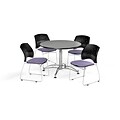 OFM 42 Round Multi-Purpose Gray Nebula Table with Four Lavender Chairs (PKG-BRK-168-0018)