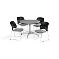 OFM 42 Round Multi-Purpose Gray Nebula Table with Four Putty Chairs (PKG-BRK-168-0030)