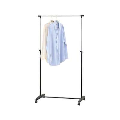 Mind Reader Adjustable Metal Garment Rack with Wheels, Silver/Black, (GRACK-BLK)