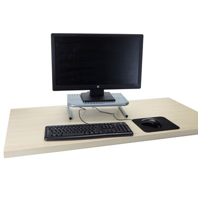 Mind Reader Metal Monitor Stand with Keyboard Storage Space, Silver, (METMONST-SIL)