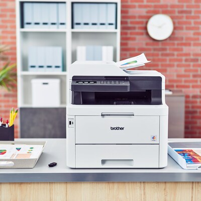  Brother MFC-L3710CW Wireless All-in-One Digital LED Color Laser  Printer, White - Print Copy Scan Fax - 600 x 2400 dpi, 3.7 LCD Touchscreen  Display, 19 ppm, 8.5 x 14, 50-Sheet ADF