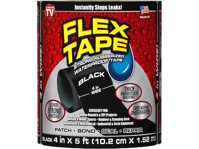 Flex Seal General Purpose Repair Tape, 4 x 1.67 Yds., Black (TFSBLKR0405)
