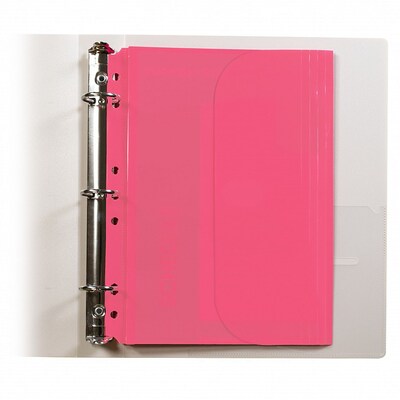 C-Line Mini Side Loading Binder Pocket, Polypropylene, 7-Holes Punched, Assorted Colors (CLI08730)