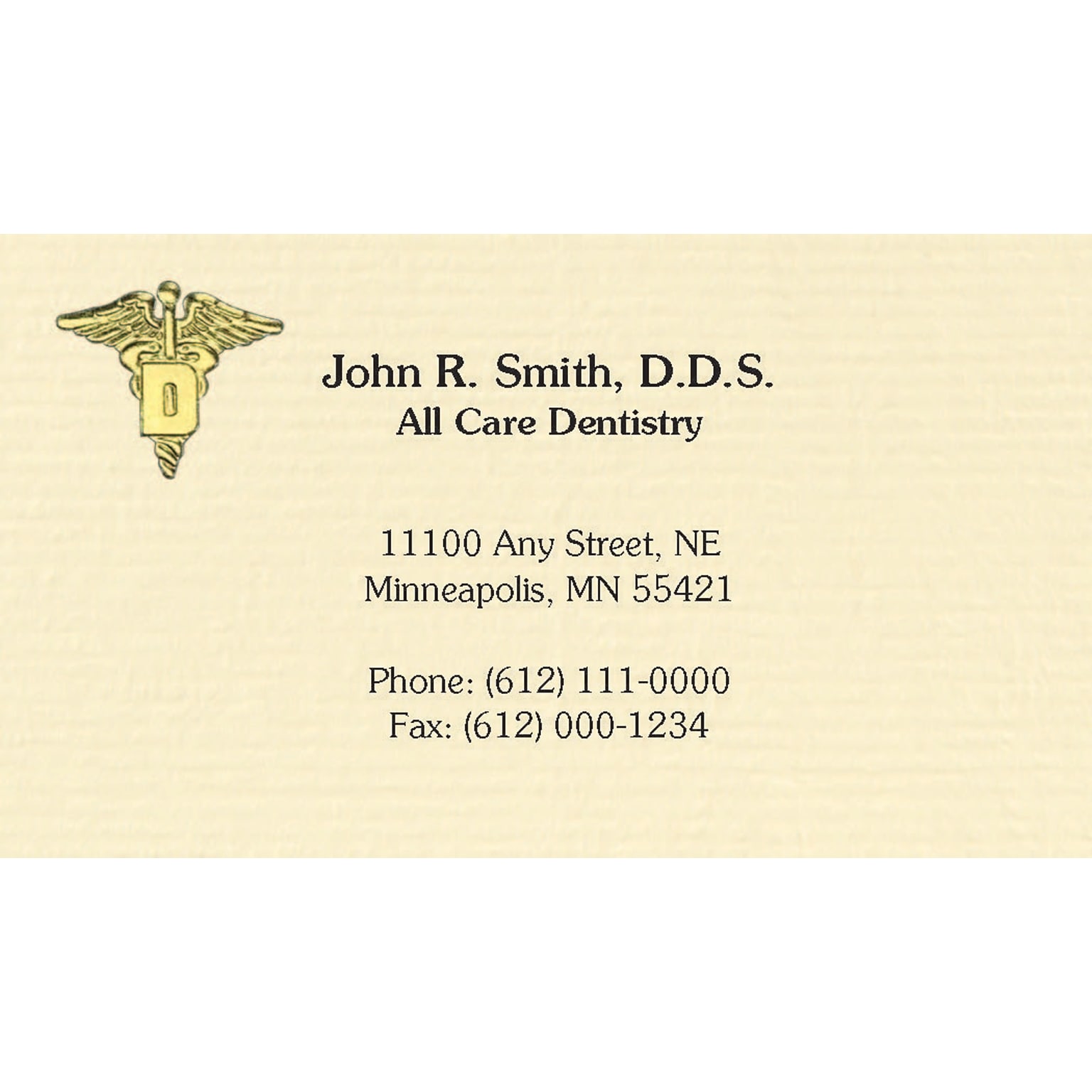 Custom Gold Foil Embossed Business Cards, CLASSIC® Ivory Laid 80#, Flat Ink, 1 Standard Ink, 1-Sided, Logo 202, 250/PK