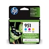 HP 951 Cyan/Magenta/Yellow Standard Yield Ink Cartridge, 3/Pack (CR314FN#140)