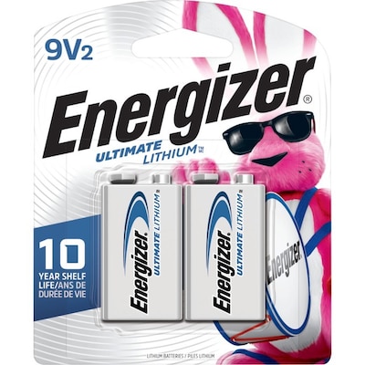 Energizer Ultimate Lithium Batteries, 9V, 2/Pack (L522BP2)