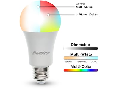 Energizer Connect Smart LED Bulb, Multi-White and Multi-Color, A19 (EAC2-1003-RGB)