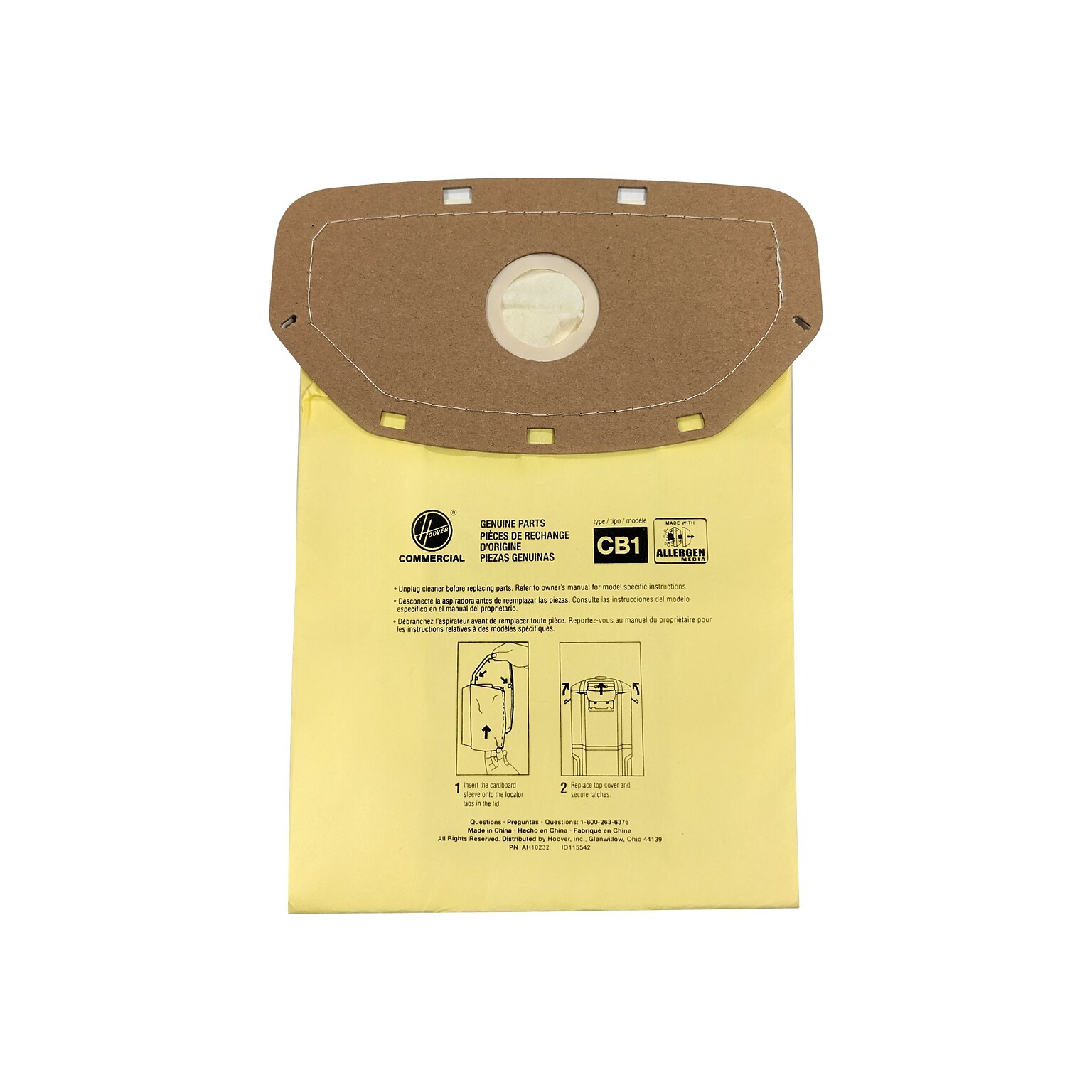 Hoover Vacuum Bag, Yellow, 10/Pack (AH10232)
