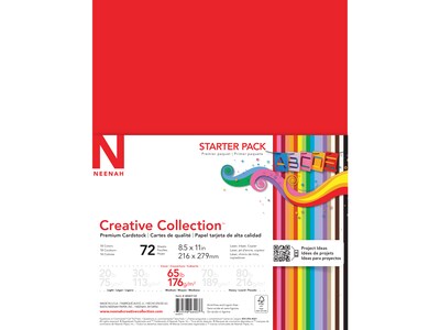 Neenah Paper Creative Collection 65 lb. Cardstock Paper, 8.5 x 11, Assorted Colors, 72 Sheets/Pack