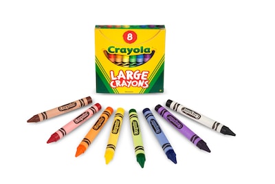 Crayola Crayons, Large Size, Assorted Colors, 8/Box (52-0080)