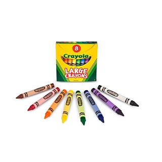 Crayola Crayons, Large Size, Assorted Colors, 8/Box (52-0080