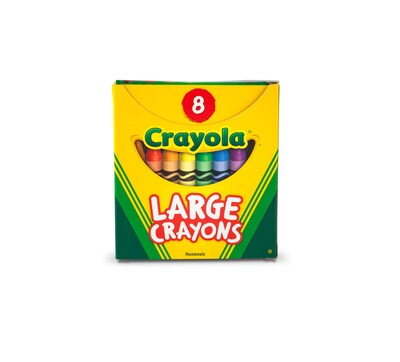 Crayola Crayons, Large Size, Assorted Colors, 8/Box (52-0080)