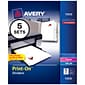 Avery Print-On Paper Dividers, 5 Tabs, White, 5 Sets/Pack (11515)