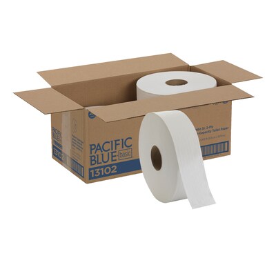 Pacific Blue Basic Jumbo Sr. Toilet Paper, 2-Ply, White, 2000 ft./Roll, 6 Rolls/Carton (13102)