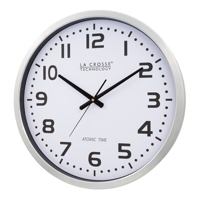 La Crosse® Technology 20 Atomic Metal Analog Wall Clock, Silver (404-1220)