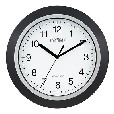 La Crosse Technology 10 Inch Atomic Analog Wall Clock, Black (WT-3102B)
