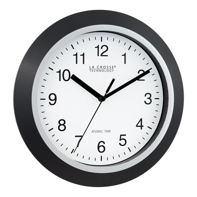 La Crosse Technology 10 Inch Atomic Analog Wall Clock, Black (WT-3102B)