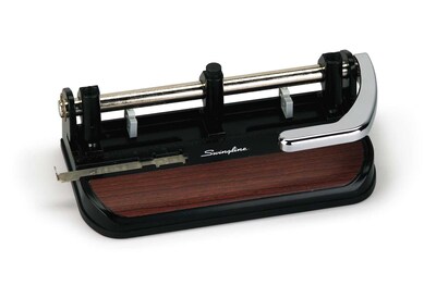 Swingline Woodgrain Accented Heavy Duty 2-7 Hole Punch, 40 Sheet Capacity, Black (A7074400)