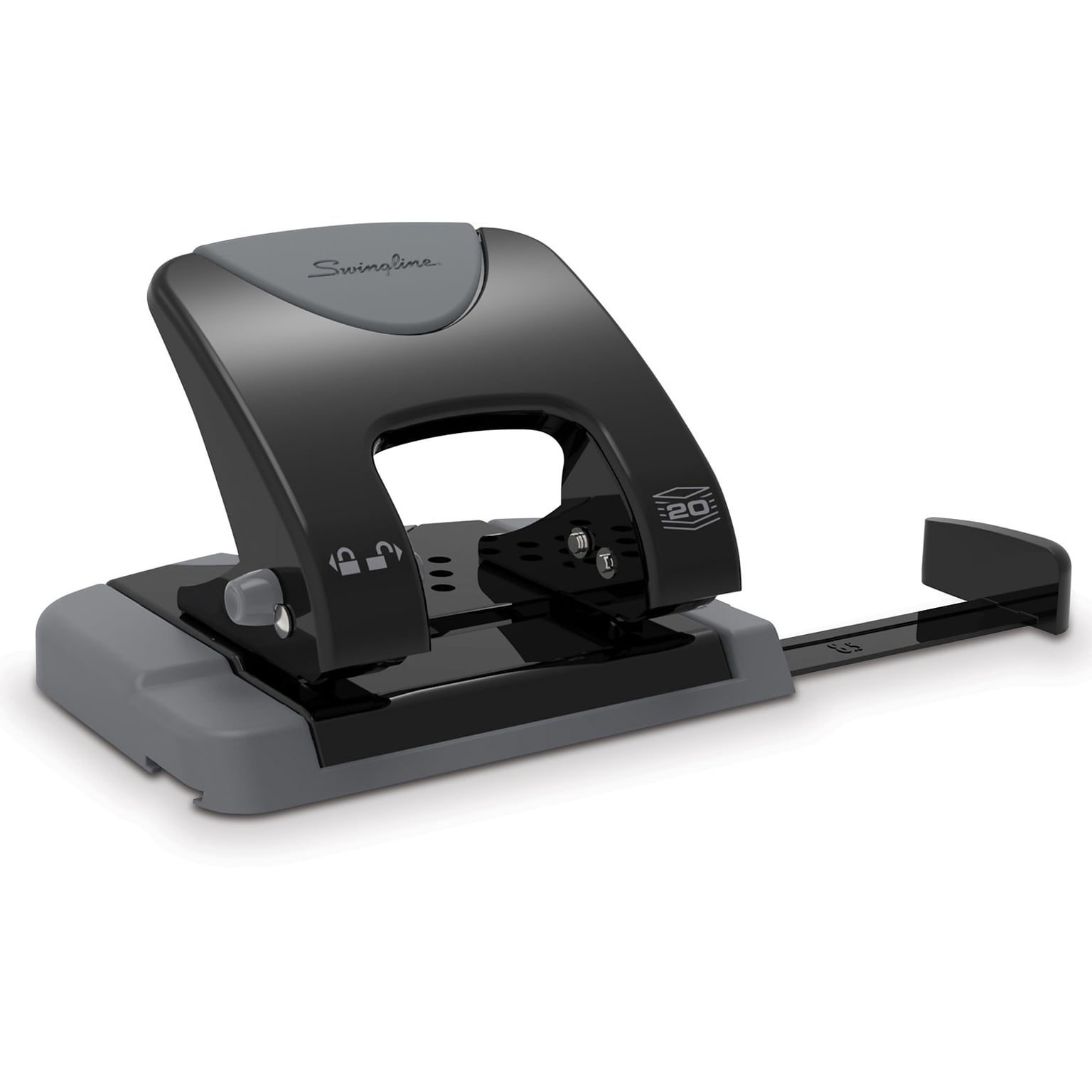 Swingline SmartTouch Low Force 2-Hole Punch, 20 Sheet Capacity, Black/Gray (A7074135)