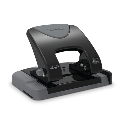 Swingline SmartTouch Low Force 2-Hole Punch, 20 Sheet Capacity, Black/Gray (A7074135)