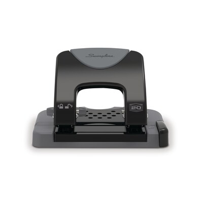 Swingline SmartTouch Low Force 2-Hole Punch, 20 Sheet Capacity, Black/Gray (A7074135)