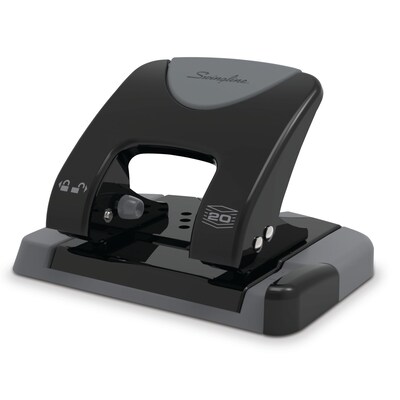 Swingline SmartTouch Low Force 2-Hole Punch, 20 Sheet Capacity, Black/Gray (A7074135)