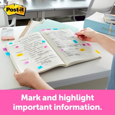 Post-it® Flags, .94 Wide, Alternating Electric Glow Collection, 60 Flags/Pack (680-EG-ALT)