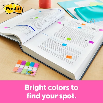 Post-it® Flags, 0.5" Wide, Assorted Bright Colors, 100 Flags/Pack (683-5CB2)