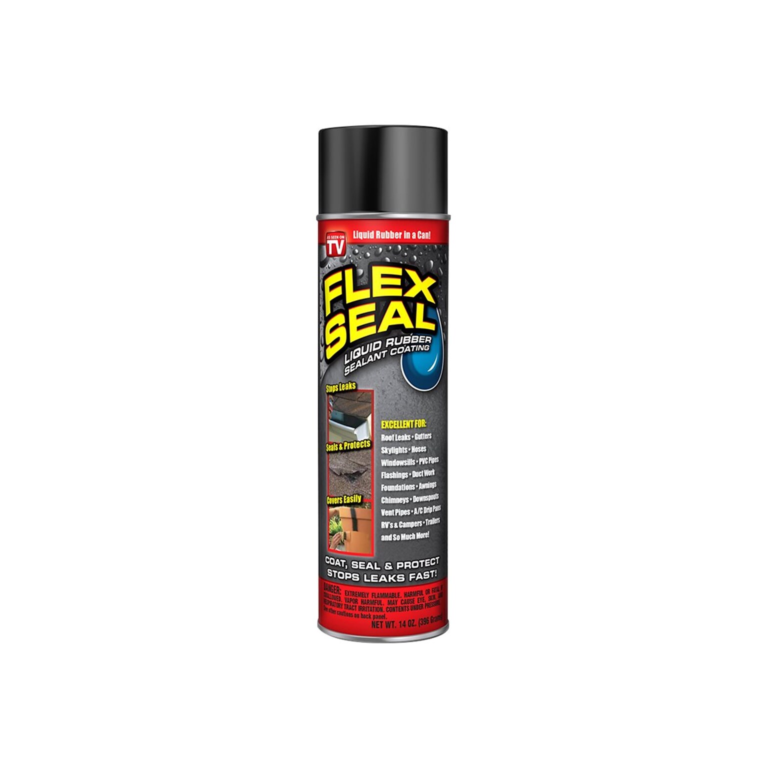 Flex Seal Liquid Rubber Sealant Coating Spray, 14 Oz., Black (FSR20)