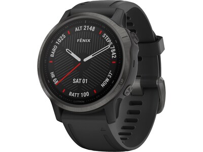 Garmin fenix 6S Sapphire Multisport GPS Watch, Carbon Gray DLC with Black Band (010-02159-24)