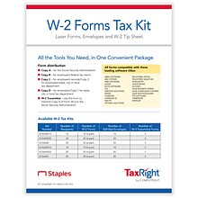 ComplyRight TaxRight 2023 W-2 Tax Form Kit with Envelopes, 4-Part, 10/Pack (SC5645E10)
