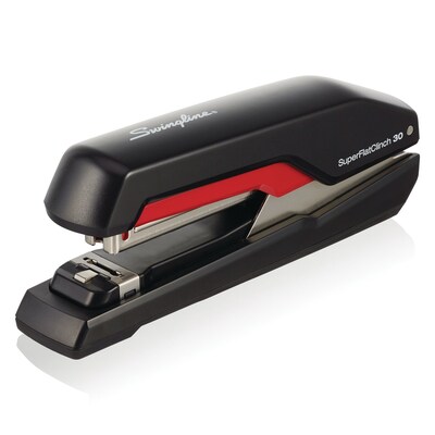 Swingline SuperFlatClinch 30 Desktop Stapler, 30 Sheets Capacity, Black/Red (5000596)