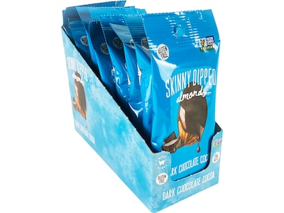 SKINNY DIPPED ALMONDS Unsalted Dark Chocolate Covered Almonds, 1.2 oz., 10 Bags/Pack (EDT00837/WWT07