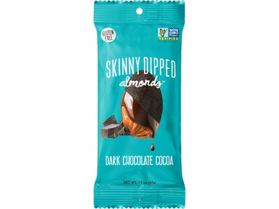 SKINNY DIPPED ALMONDS Unsalted Dark Chocolate Covered Almonds, 1.2 oz., 10 Bags/Pack (EDT00837/WWT07