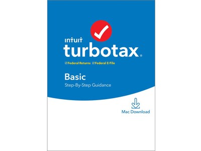 Intuit TurboTax Basic Fed and E-File 2019 for 1 User, Mac, Download (0607288)