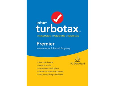 Intuit TurboTax Premier Fed, E-File, and State 2019 for 1 User, Windows, Download (0607342)