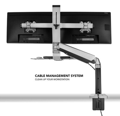 Mount-It! Sit Stand Desk Mount Workstation, Dual Monitor Standing Desk Converter, Full Motion Arm, Height Adjustable (MI-7904)