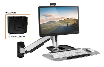 Mount-It! Sit Stand Wall Mount Workstation, Articulating Standing Desk for a Single Monitor, Floating Keyboard Tray (MI-7905)