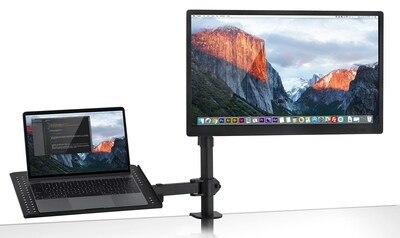 Mount-It! Laptop Desk Stand and Monitor Mount for 17 Laptops and 13-27 Monitors, Black (MI-4352LT