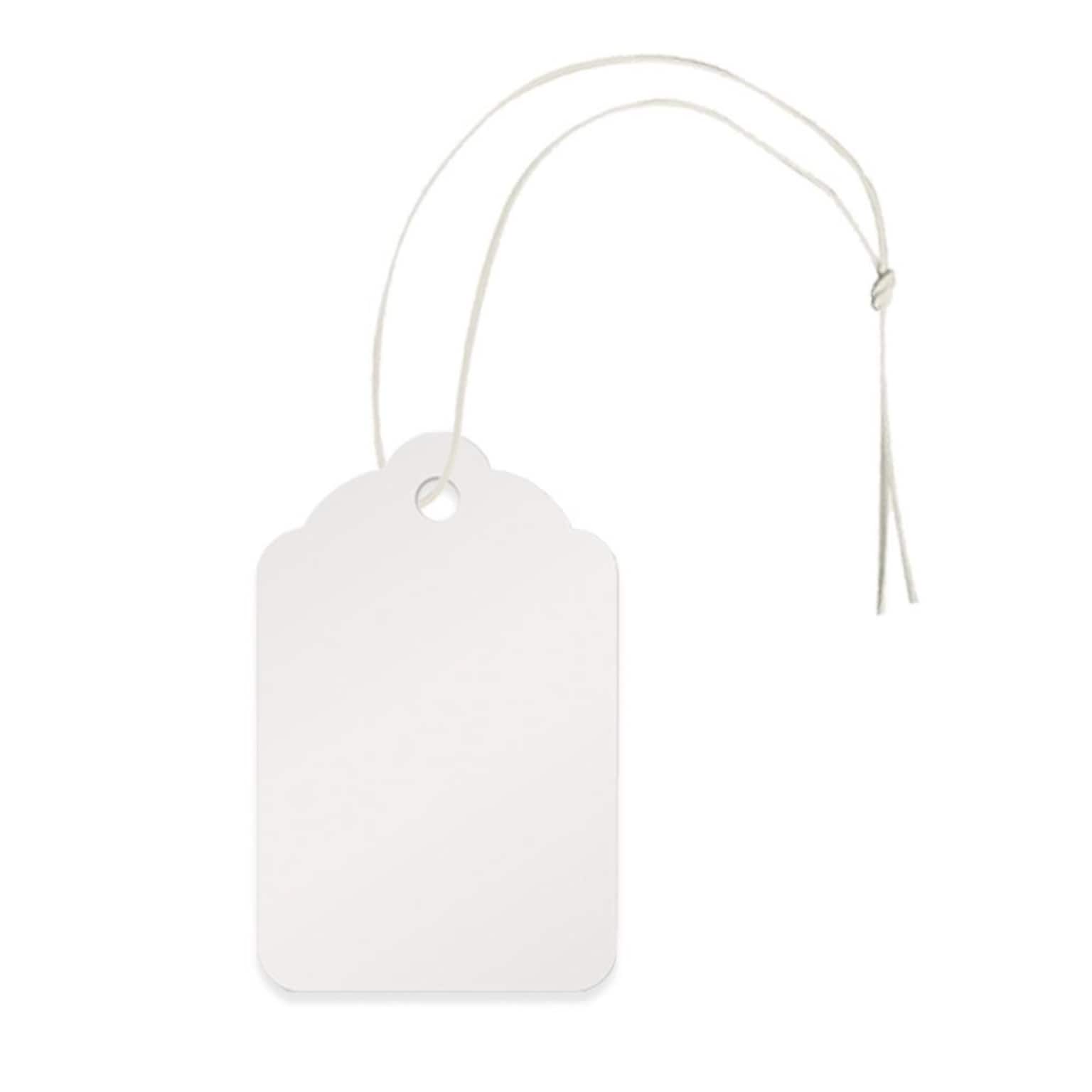 NAHANCO 1 x 1 1/2 Strung All Purpose Merchandise Tag, White, 1000/Pack