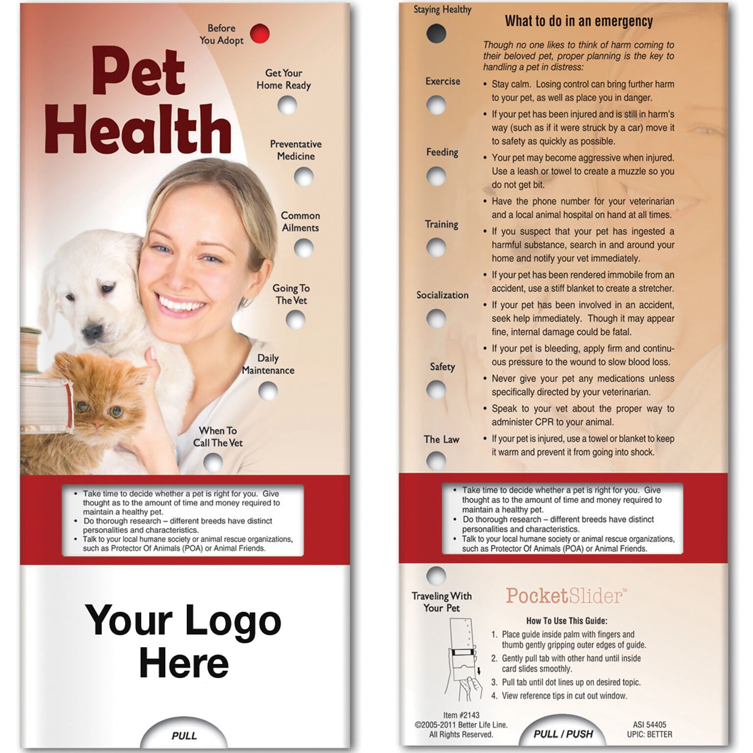 Custom Pet Health Pocket Slider
