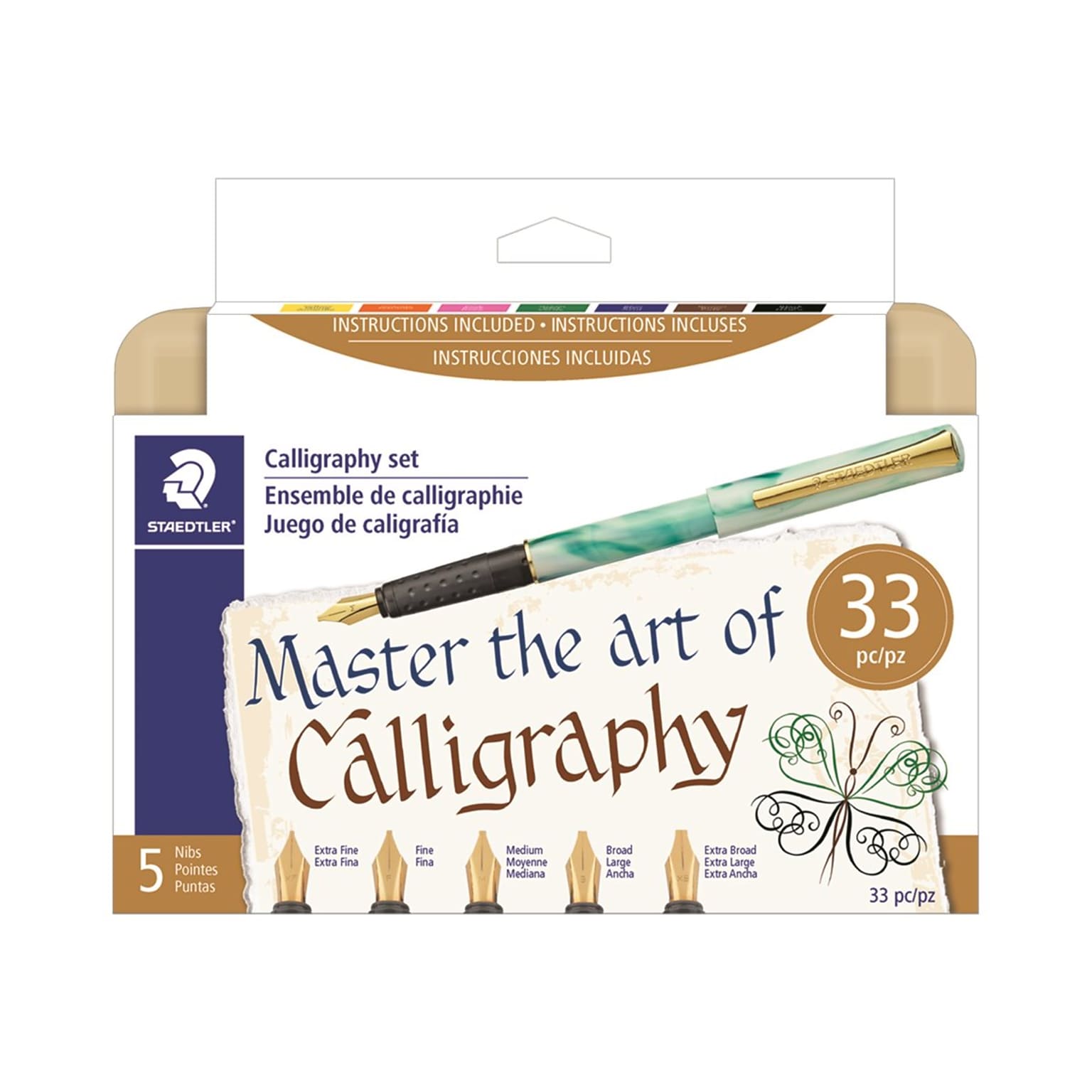 Staedtler Calligraphy Fountain Pen Set, Assorted Colors Ink (899 SM5 NA)