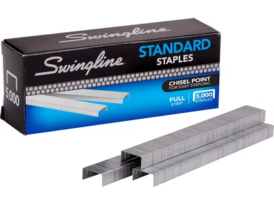 Swingline Standard Staples, 1/4 Length, 210 Per Strip, 5,000/Box, 3 Boxes (S7035104)