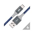 360 Electrical Braided USB C USB A 4 Cable, Navy (360654-NV)